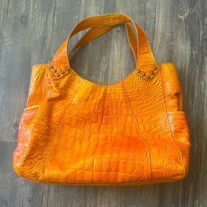 Orange Leather bag.